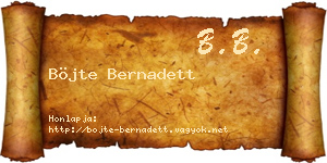Böjte Bernadett névjegykártya